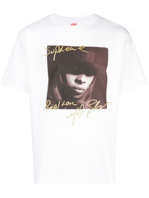 Camisetas Supreme Mary J. Blige Photograph-print Hombre White  Colombia | T5R-38387