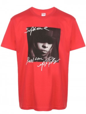 Camisetas Supreme Mary J. Blige Print Hombre Rojas Colombia | H4F-06009