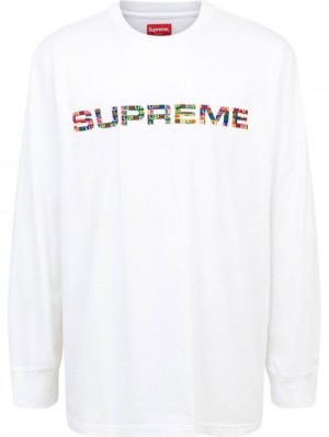 Camisetas Supreme Meta Logo Long-sleeve Hombre Blancas Colombia | R9E-30803