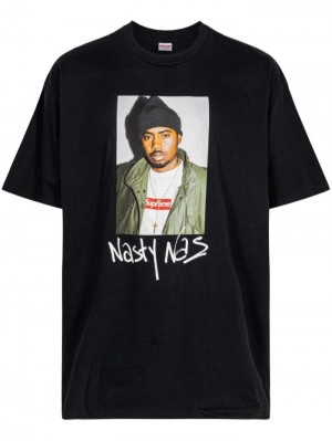 Camisetas Supreme Nasty Nas "Black" Crew Neck Hombre Negras Colombia | U7Y-49183