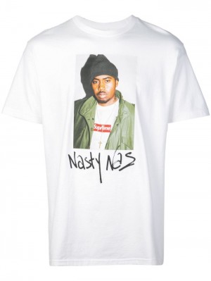 Camisetas Supreme Nasty Nas Estampadas-print Hombre Blancas Colombia | G9X-30277