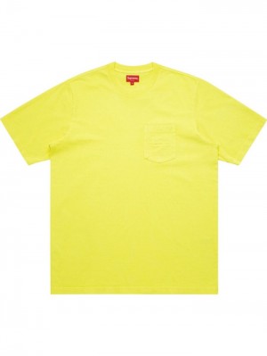 Camisetas Supreme Overdyed Pocket Hombre Amarillo Colombia | L5C-30295