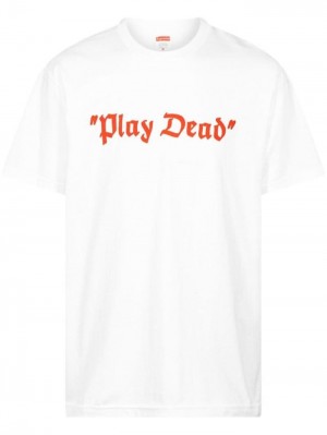 Camisetas Supreme Play Dead Slogan-print Hombre Blancas Colombia | S0H-36297