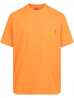 Camisetas Supreme Pocket-detail Crew-neck Hombre Orange  Colombia | H9B-34023