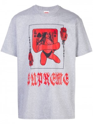 Camisetas Supreme Queen Estampadas-print Hombre Gris Colombia | J1G-08663