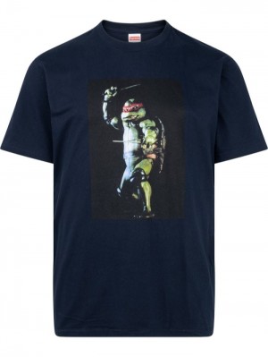 Camisetas Supreme Raphael Estampadas-print Hombre Azules Colombia | Q7N-32572