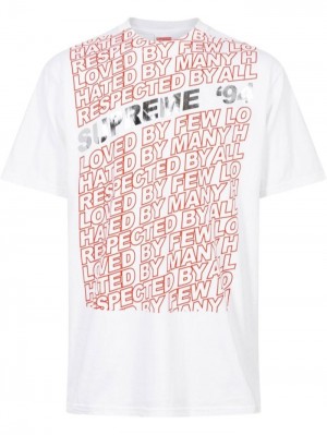 Camisetas Supreme Respected Slogan-print Hombre Blancas Colombia | N8I-79636