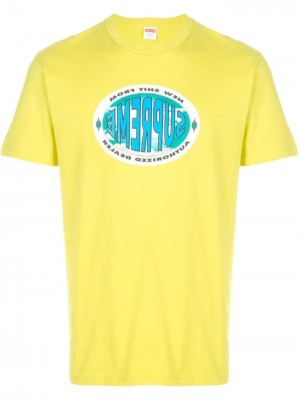 Camisetas Supreme Slogan-print Algodon Hombre Amarillo Colombia | N5Y-51701