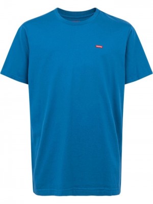 Camisetas Supreme Small Box Crew Neck Hombre Azules Claro Colombia | R4H-88831