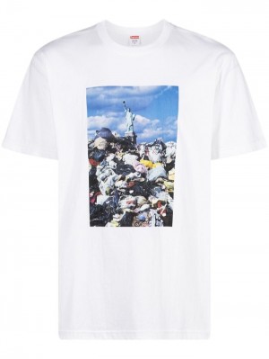 Camisetas Supreme Trash Estampadas-print Hombre Blancas Colombia | F4M-31676