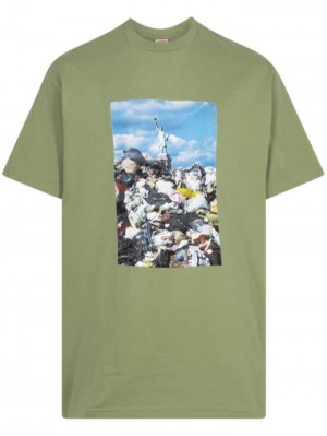 Camisetas Supreme Trash Photograph-print Hombre Verde Colombia | F7H-08562