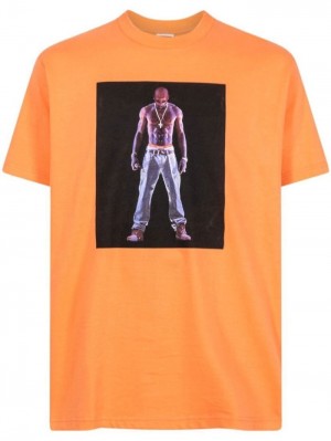 Camisetas Supreme Tupac Hologram Estampadas-print Hombre Naranjas Colombia | X8F-36410