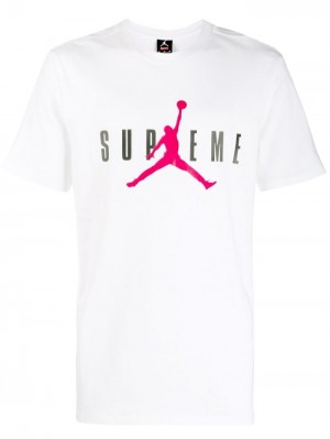 Camisetas Supreme X Jordan Logo-print Hombre Blancas Colombia | E4D-55060