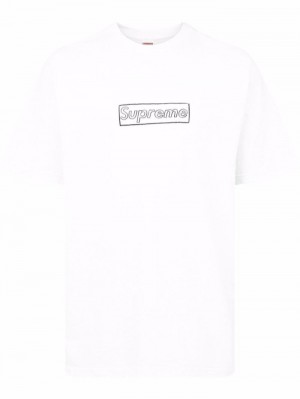 Camisetas Supreme X Kaws Chalk Logo Hombre Blancas Colombia | Z1P-32000