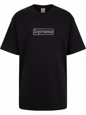 Camisetas Supreme X Kaws Chalk Logo Hombre Negras Colombia | C7R-43450