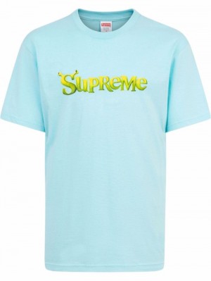 Camisetas Supreme X Shrek Logo-print Hombre Azules Colombia | Q3D-44818