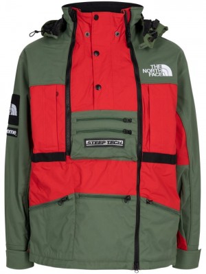 Cortavientos Supreme X The North Face Steep Tech Encapuchado Jacket Hombre Verde Rojas Colombia | I3G-72140