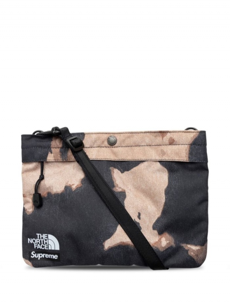 Bolsa De Hombro Supreme X The North Face Bleached Denim Print Hombre Marrones Colombia | Y4A-94084