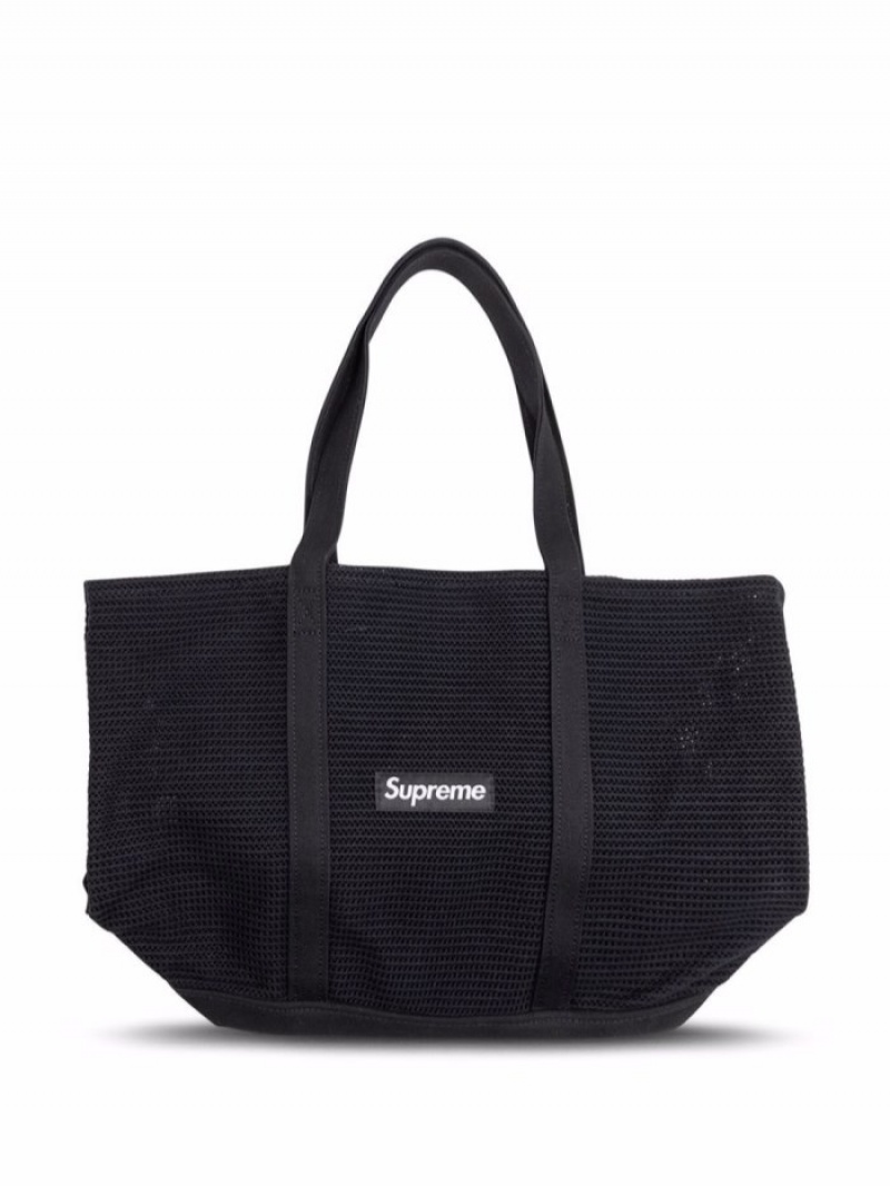 Bolso Tote Supreme String Logo-patch Hombre Negras Colombia | C0L-46976