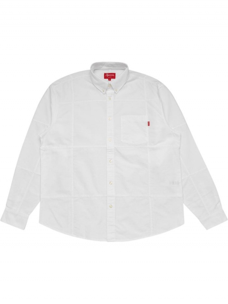 Camisas Supreme Patchwork Oxford Hombre Blancas Colombia | I3M-53250