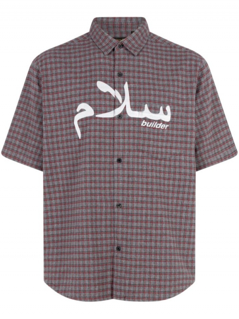 Camisas Supreme X Undercover Corta-sleeve Flannel Hombre Gris Colombia | B7S-70169