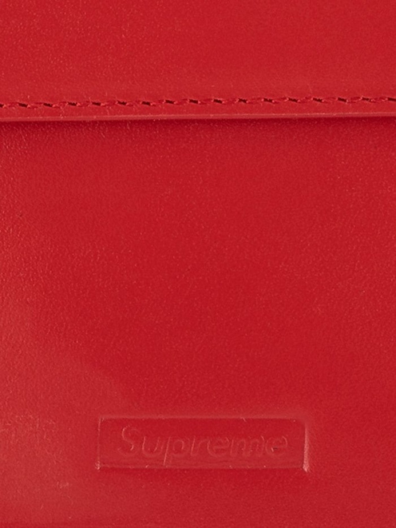 Carteras Supreme Debossed-logo Cuero Id Holder Hombre Rojas Colombia | P1H-61080