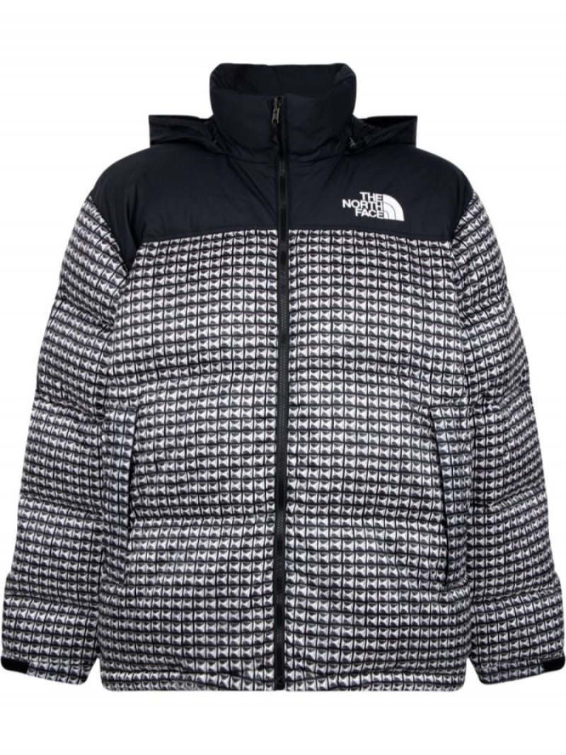 Chaquetas De Plumas Supreme X The North Face Nuptse Stud-print Jacket Mujer Negras Colombia | I1E-51194