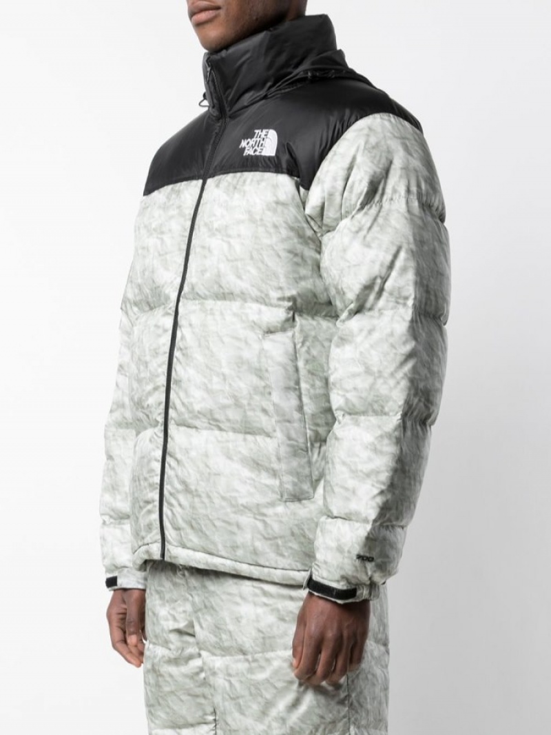 Chaquetas De Plumas Supreme X The North Face Nuptse Paper-print Hombre Gris Colombia | E3R-53096