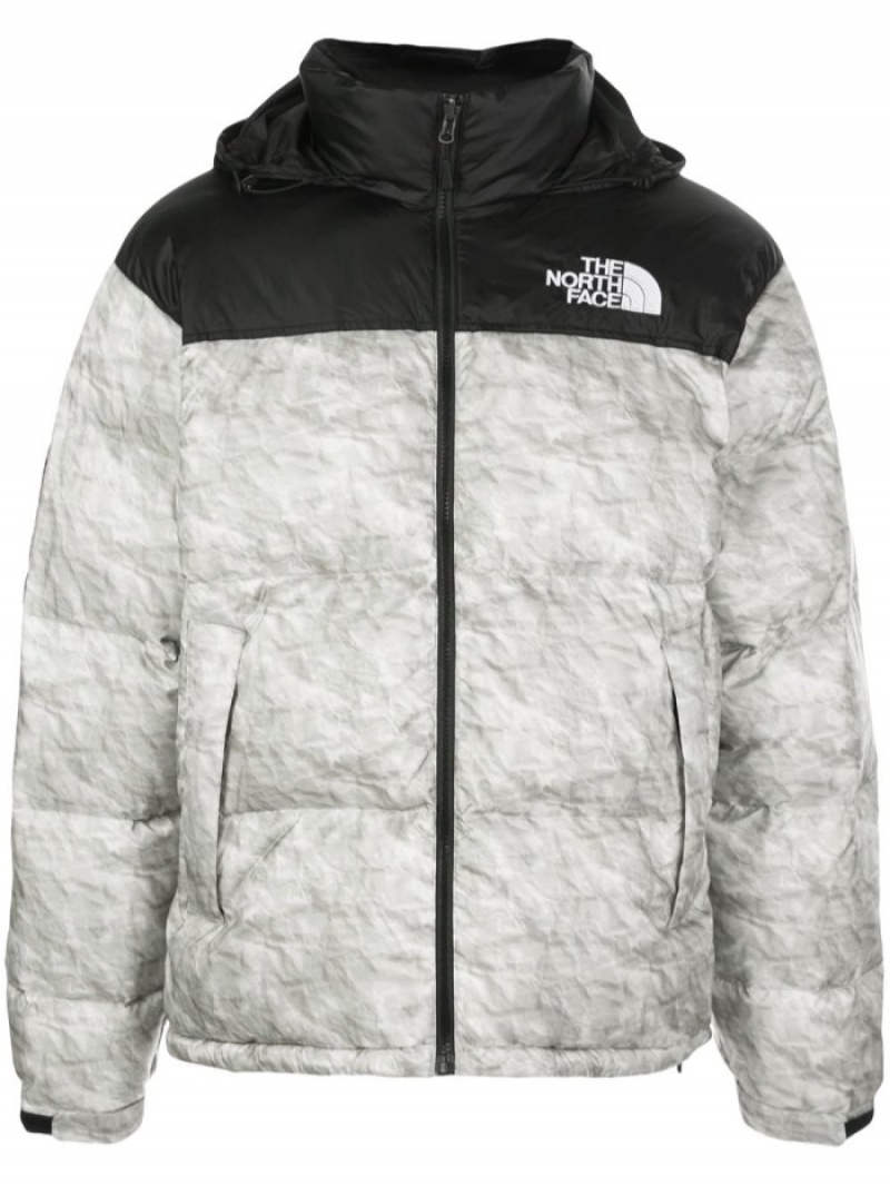 Chaquetas De Plumas Supreme X The North Face Nuptse Paper-print Hombre Gris Colombia | E3R-53096