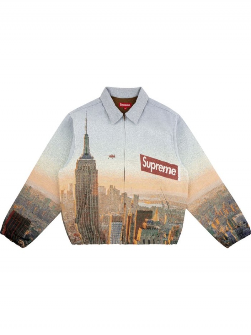 Chaquetas Supreme Aerial Tapestry Harrington Shirt Hombre Azules Colombia | M2C-40265