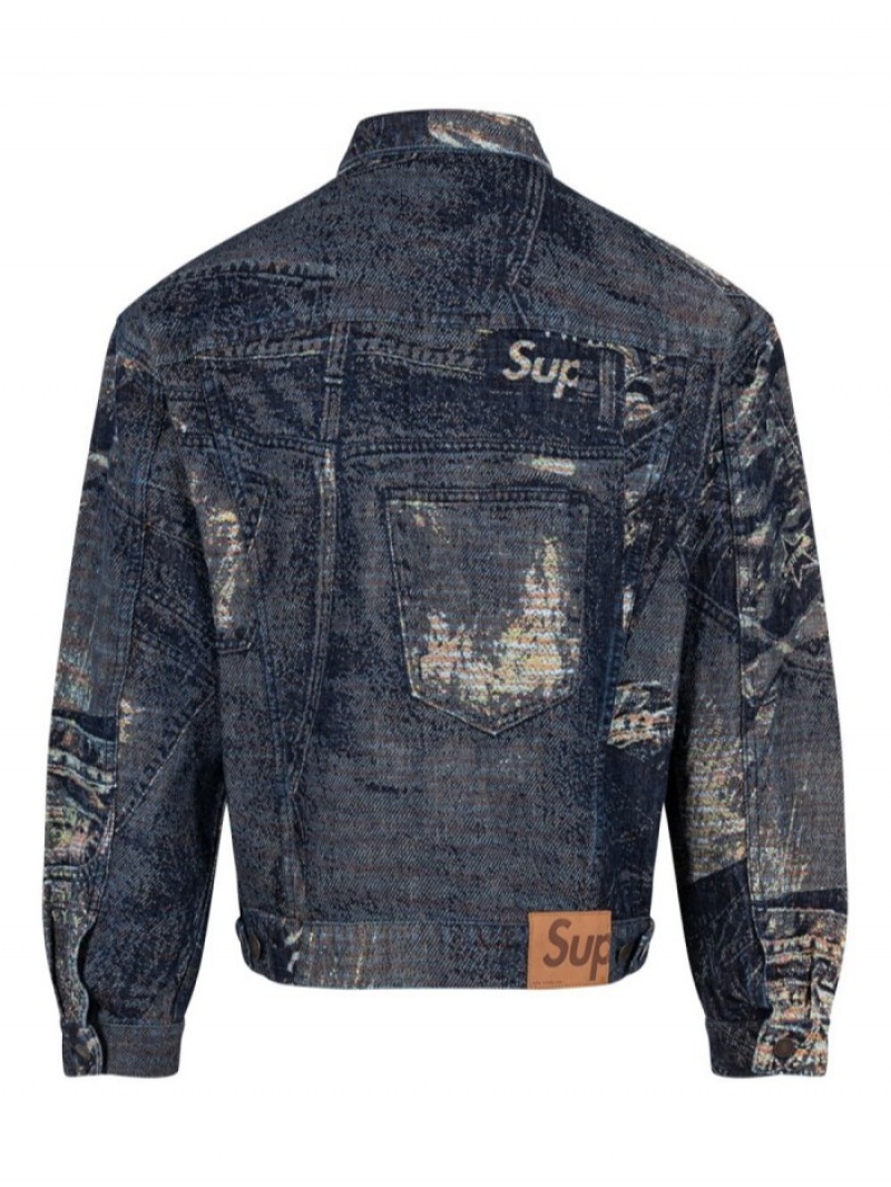 Chaquetas Supreme Archive Denim Jacquard Trucker Hombre Azules Colombia | Y3N-86881