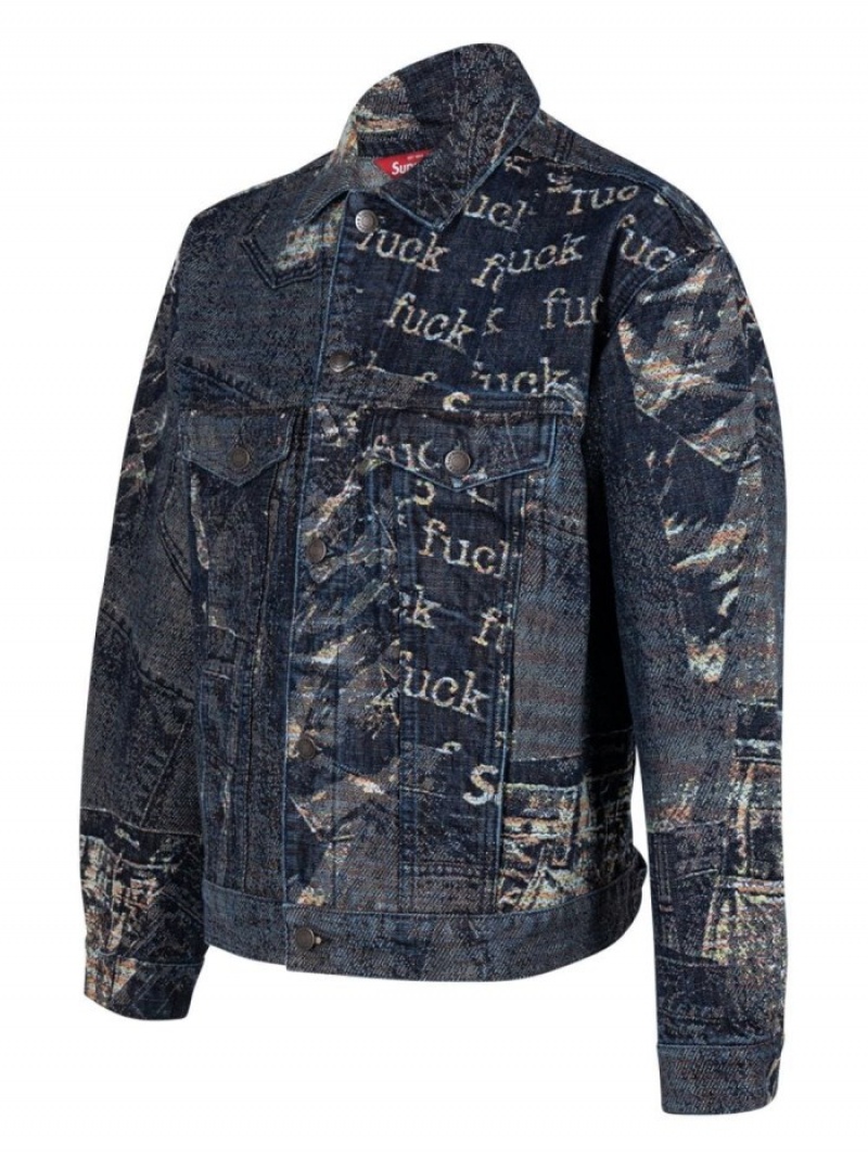 Chaquetas Supreme Archive Denim Jacquard Trucker Hombre Azules Colombia | Y3N-86881