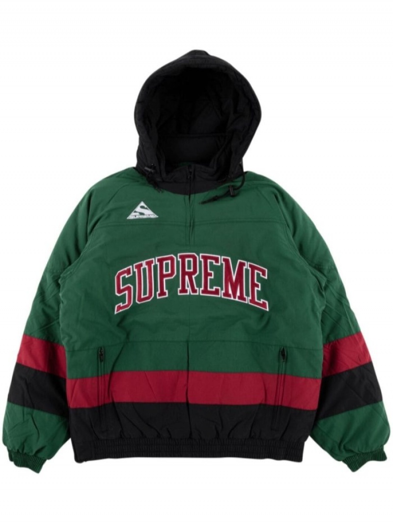 Chaquetas Supreme Puffy Hockey Pullover Hombre Verde Oscuro Negras Rojas Colombia | Q0X-51368