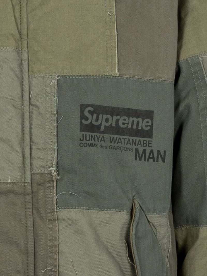 Chaquetas Supreme X Junya Watanabe Patchwork Encapuchado Hombre Verde Colombia | J9W-69812