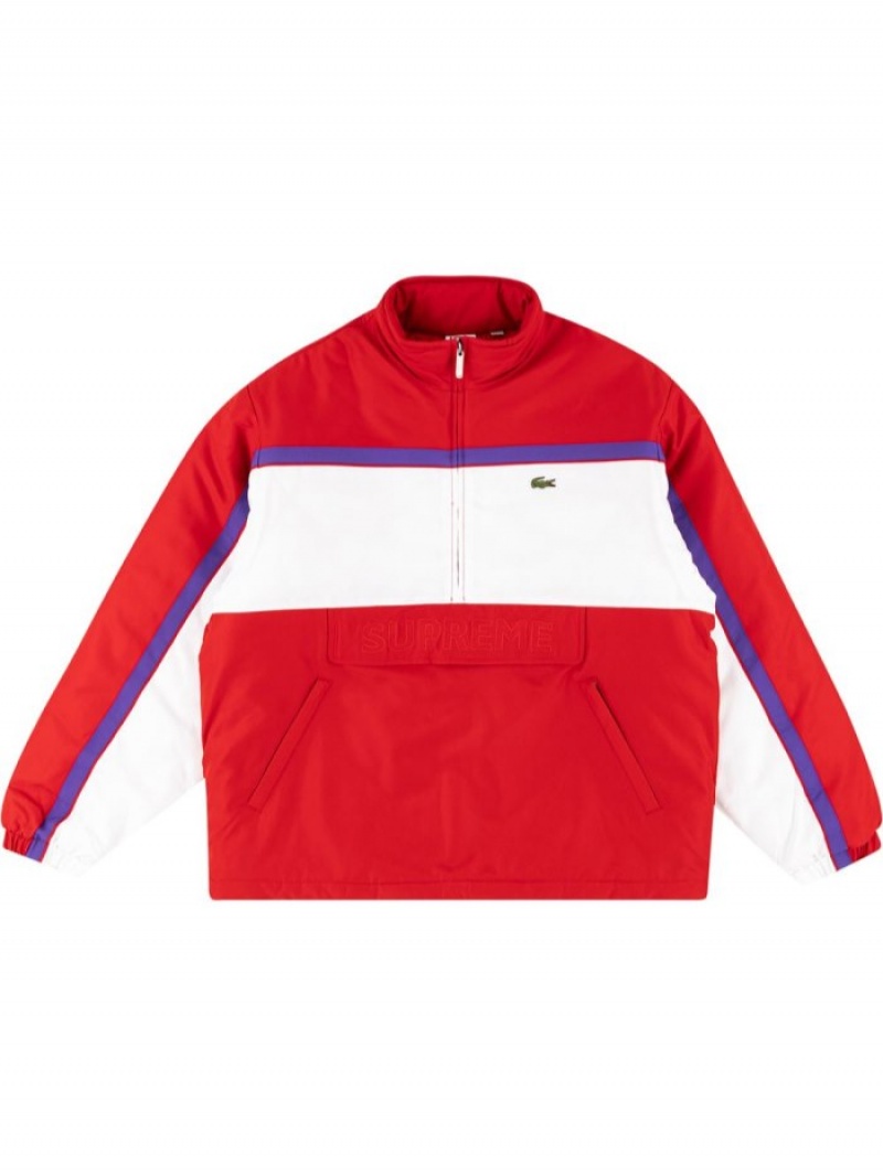 Chaquetas Supreme X Lacoste Puffy Half-zip Pullover Hombre Rojas Colombia | C0W-14288