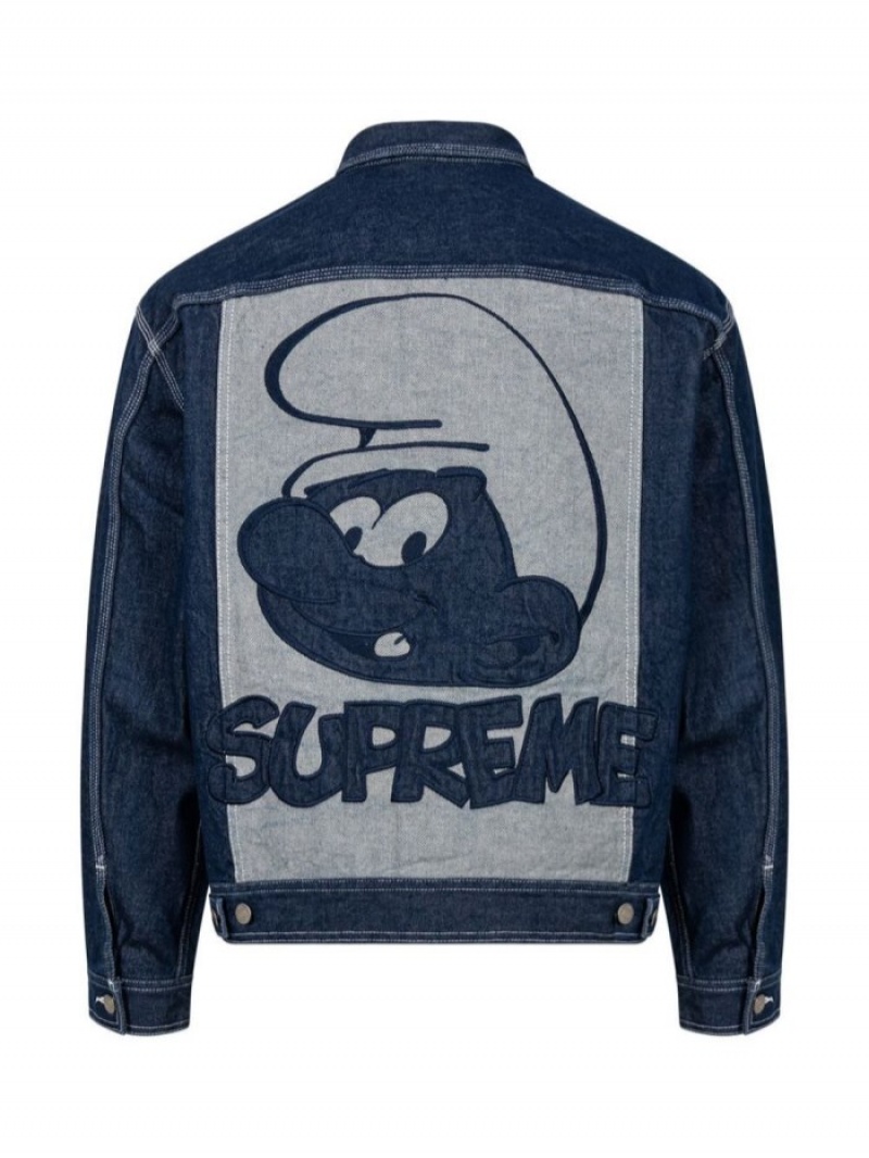 Chaquetas Supreme X Smurfs Denim Trucker Hombre Azules Colombia | U8F-84643