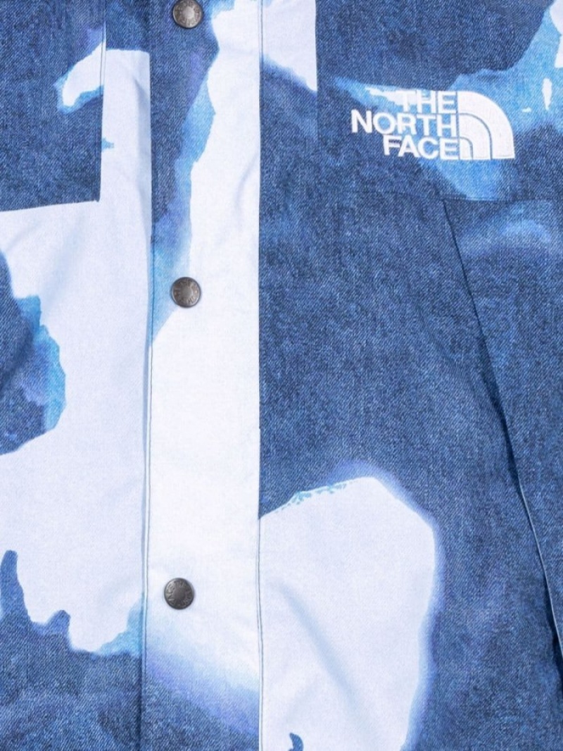 Chaquetas Supreme X The North Face Bleached Denim-print Mountain Hombre Azules Colombia | P3H-23351