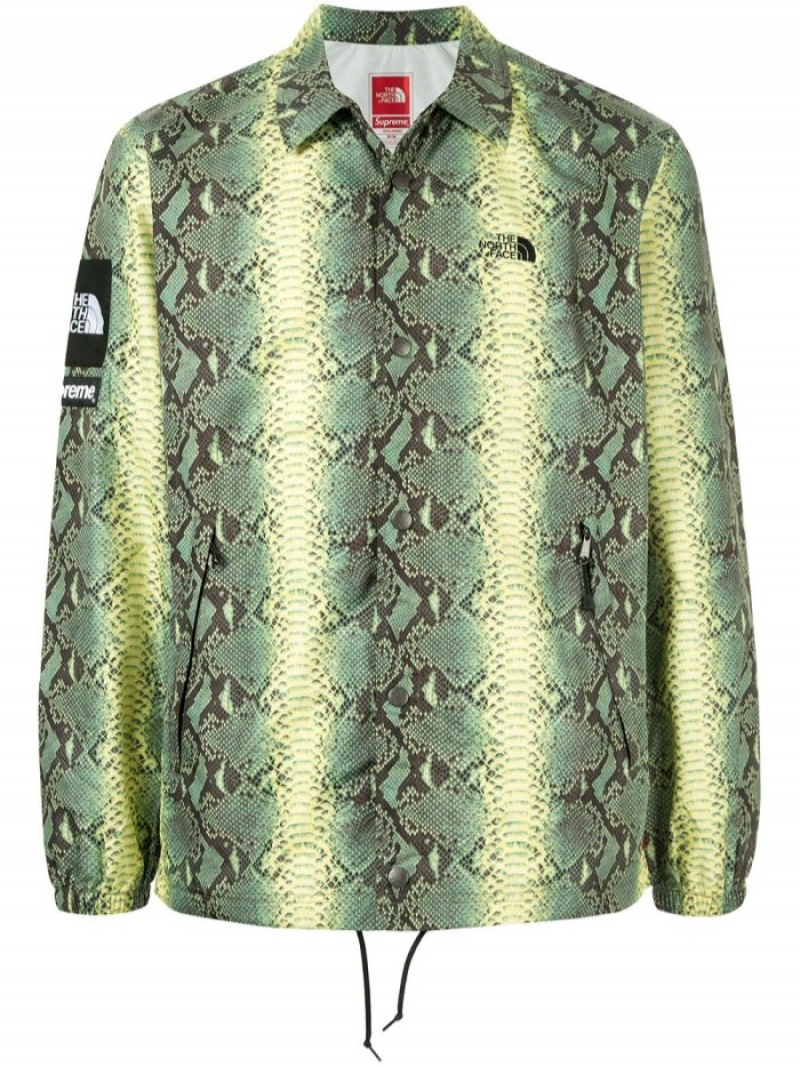 Chaquetas Supreme X The North Face Snakeskin-print Taped Seam Shirt Hombre Verde Colombia | M5V-32730