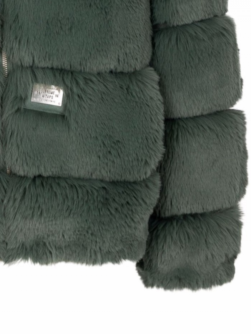 Chaquetas Supreme X Wtaps Faux-fur Encapuchado Hombre Verde Colombia | K3W-69310