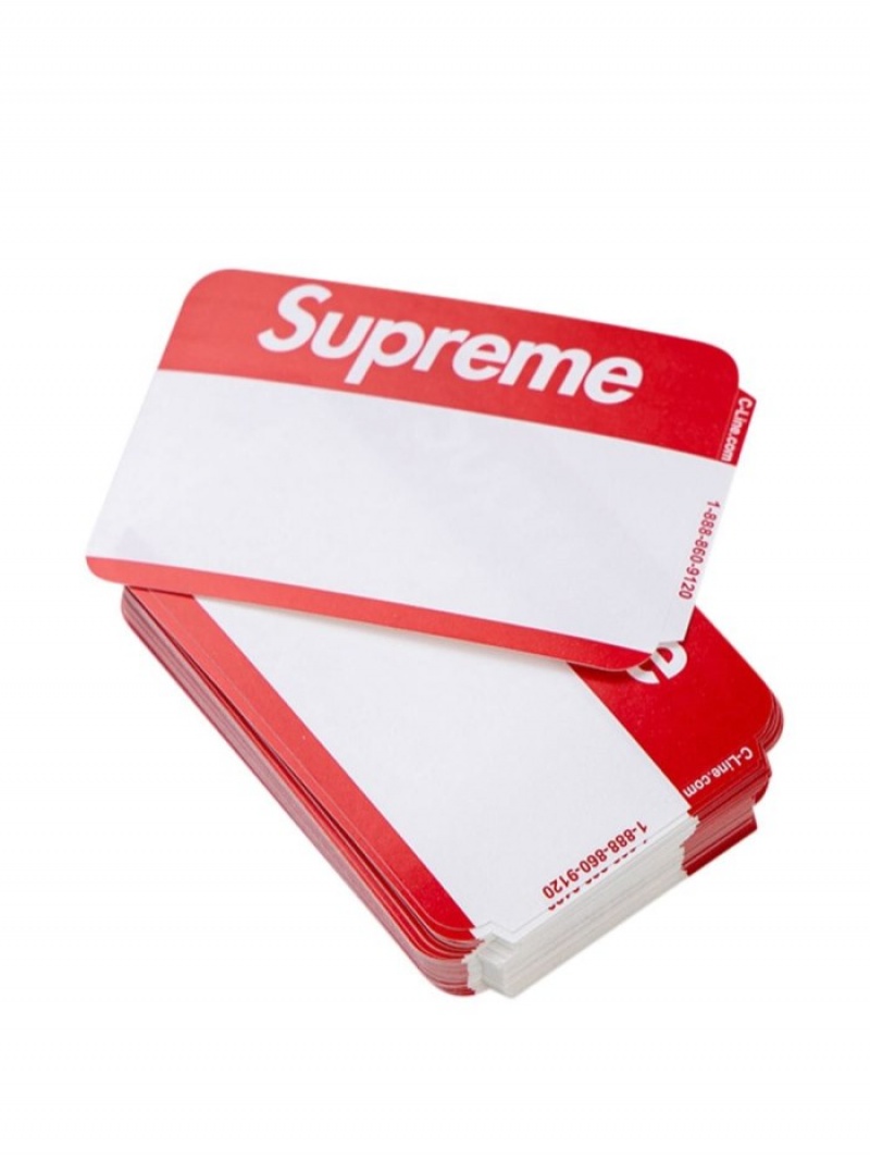 Equipo Supreme Name Badge Stickers Hombre Rojas Colombia | O9A-24310