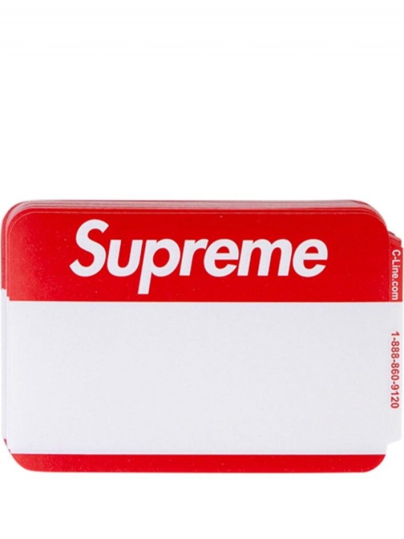 Equipo Supreme Name Badge Stickers Hombre Rojas Colombia | O9A-24310