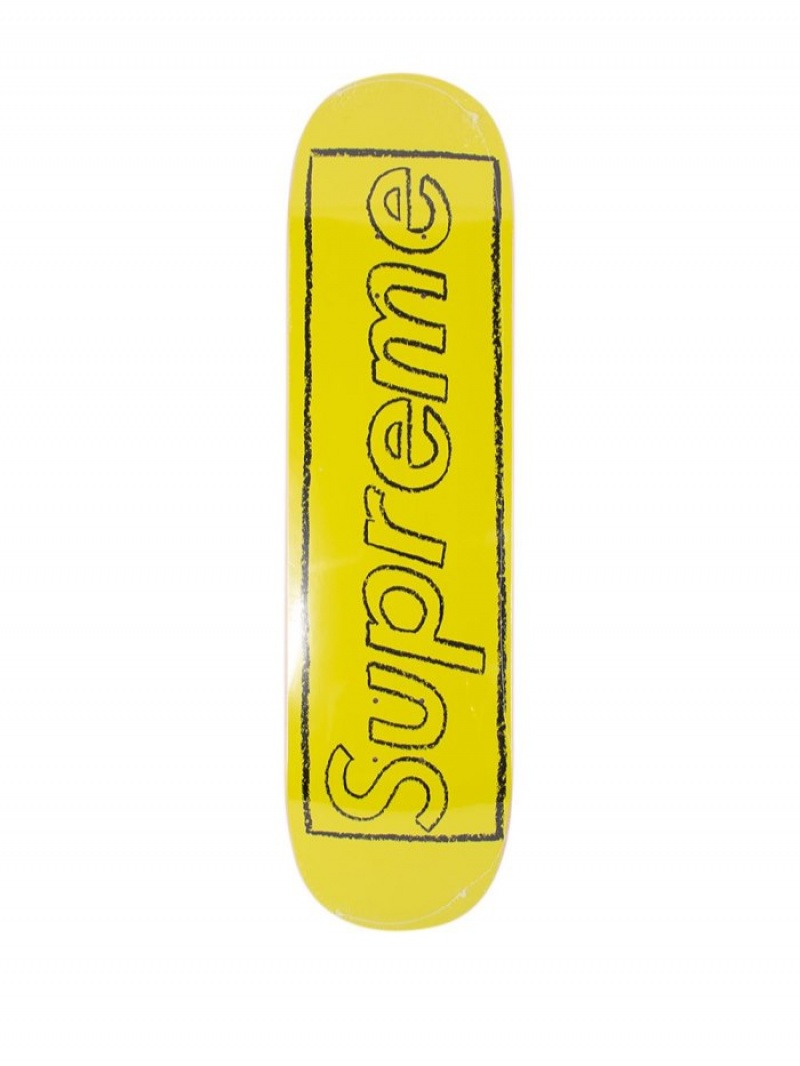 Equipo Supreme X Kaws Chalk Logo Skateboard Hombre Amarillo Colombia | W2Z-21961