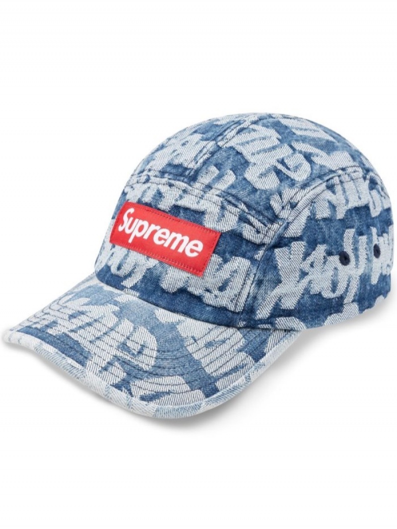 Gorras Supreme Jacquard Denim Camp Hombre Azules Colombia | X5L-06608