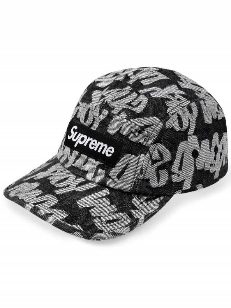 Gorras Supreme Jacquard Denim Hombre Negras Colombia | D7N-01596