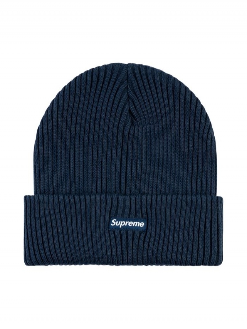 Gorro Supreme Anchos Rib Logo Mujer Azul Marino Azules Colombia | P4K-74953