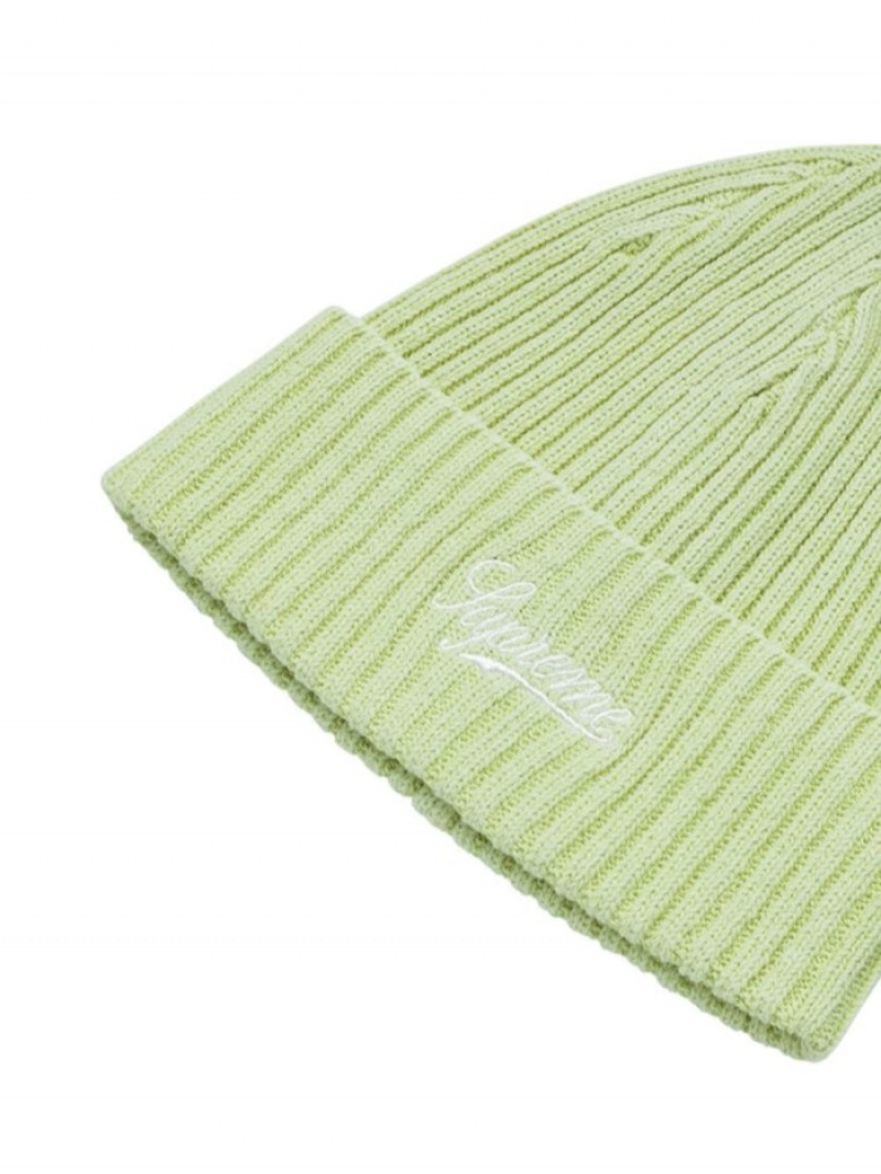 Gorro Supreme Bleached Rib-knit Hombre Verde Colombia | R9J-62543