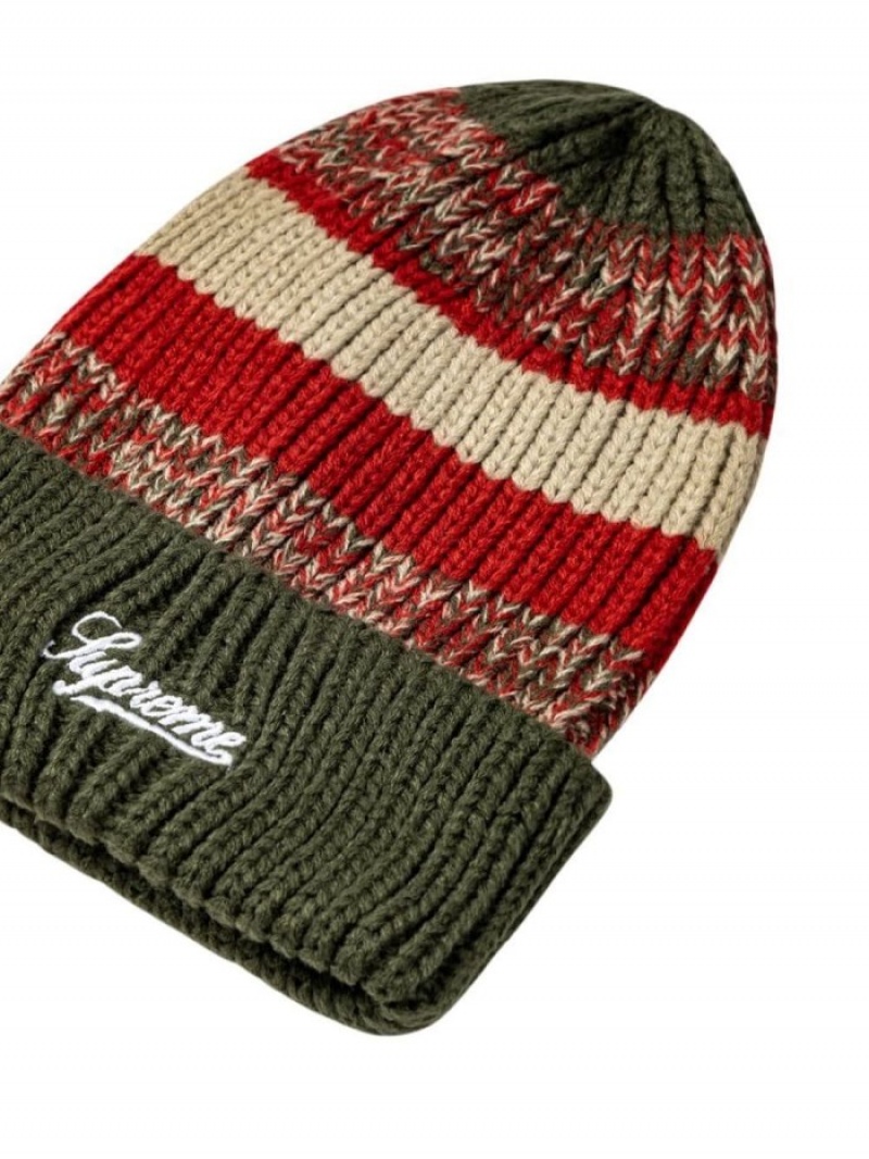 Gorro Supreme Mixed Stripe Acanalado Hombre Verde Colombia | B9K-01392