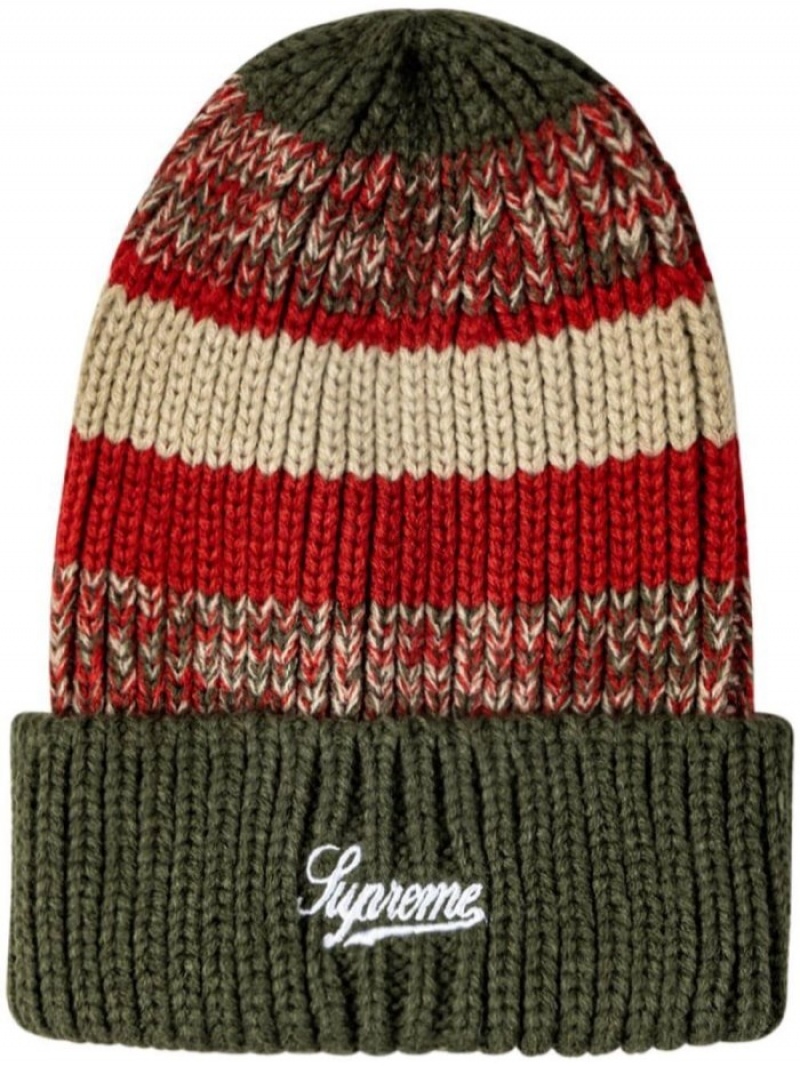 Gorro Supreme Mixed Stripe Acanalado Hombre Verde Colombia | B9K-01392