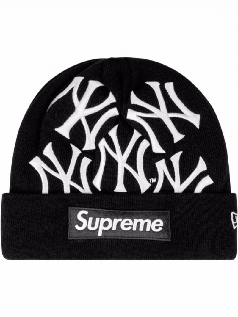 Gorro Supreme New York Yankees Box Logo Mujer Negras Colombia | V8Y-26177