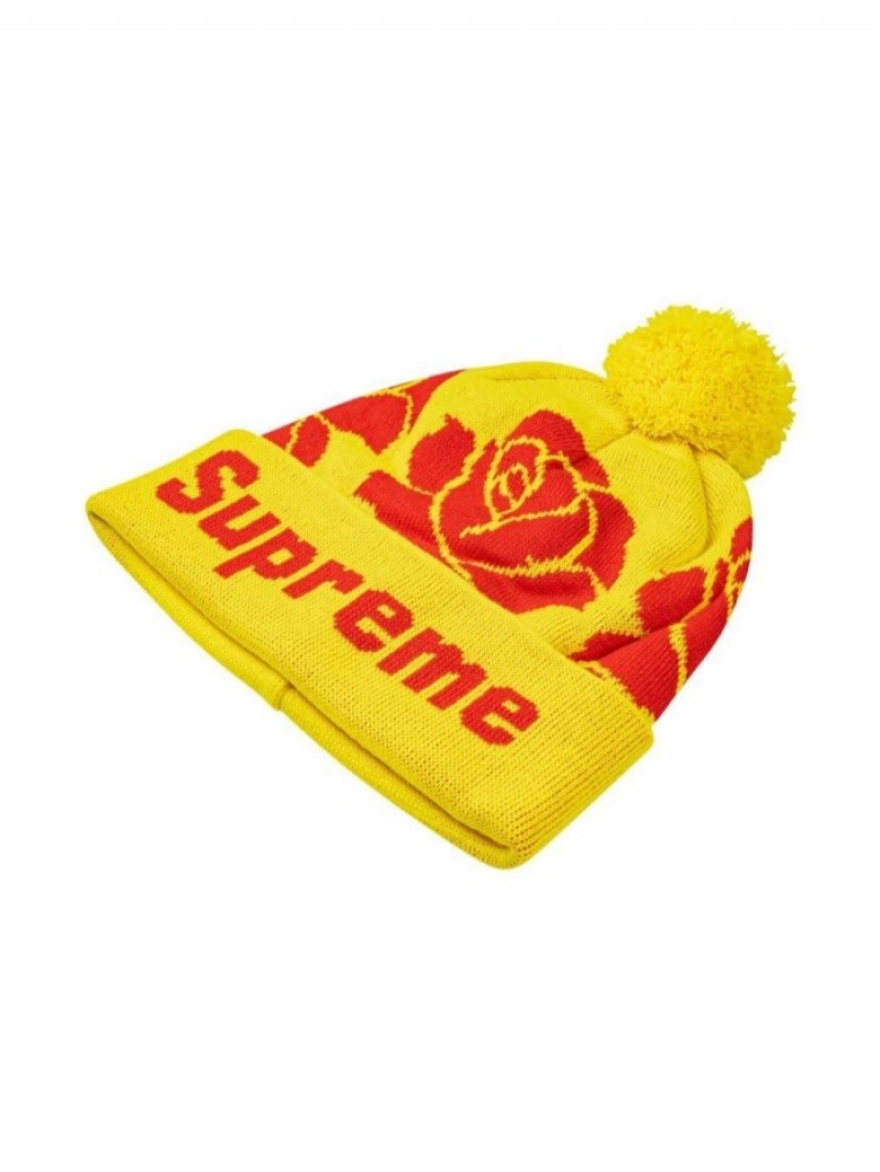 Gorro Supreme Rose Knit Hombre Amarillo Colombia | X0N-73451